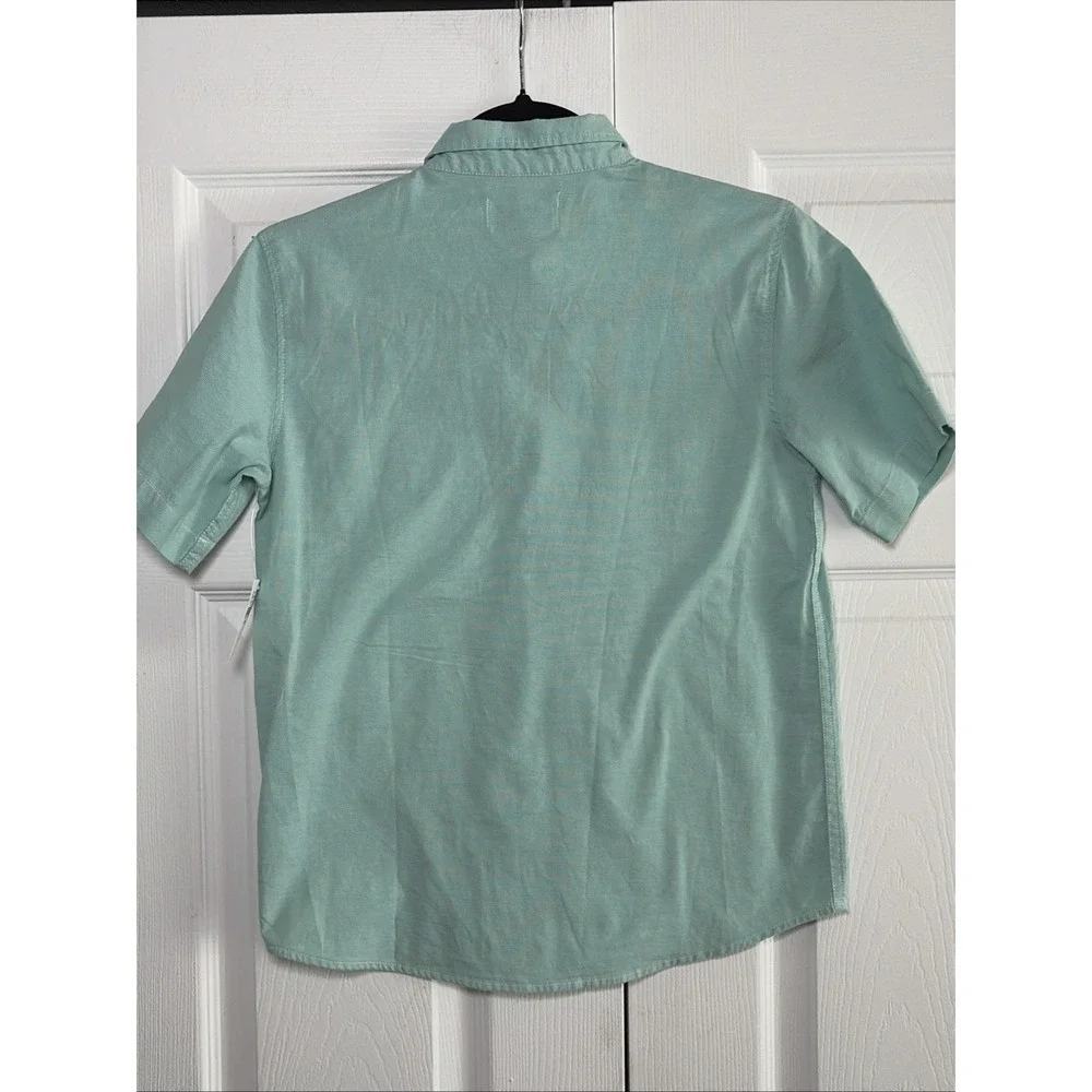 Old Navy Built-In Flex Button Down Kids Size L 10-12 Blue Short Sleeve Cotton